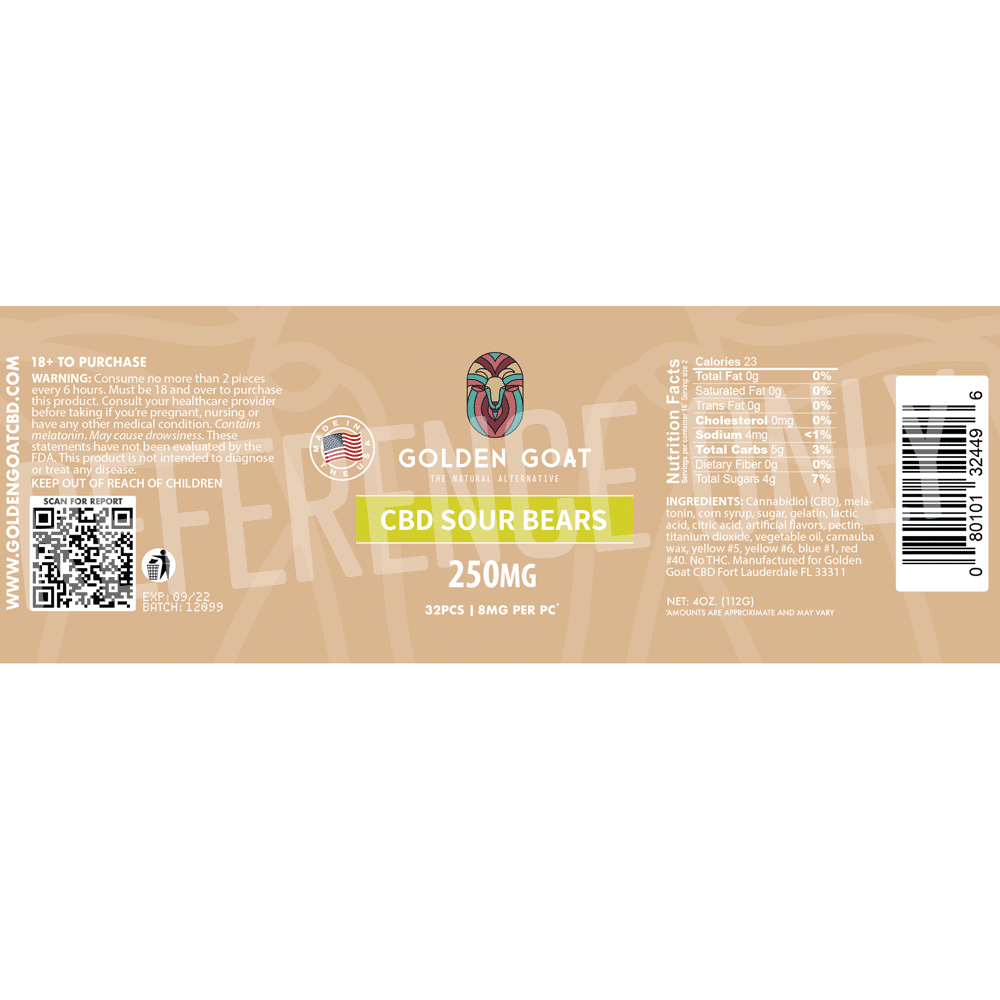 CBD Sour Bears - 250mg - Label