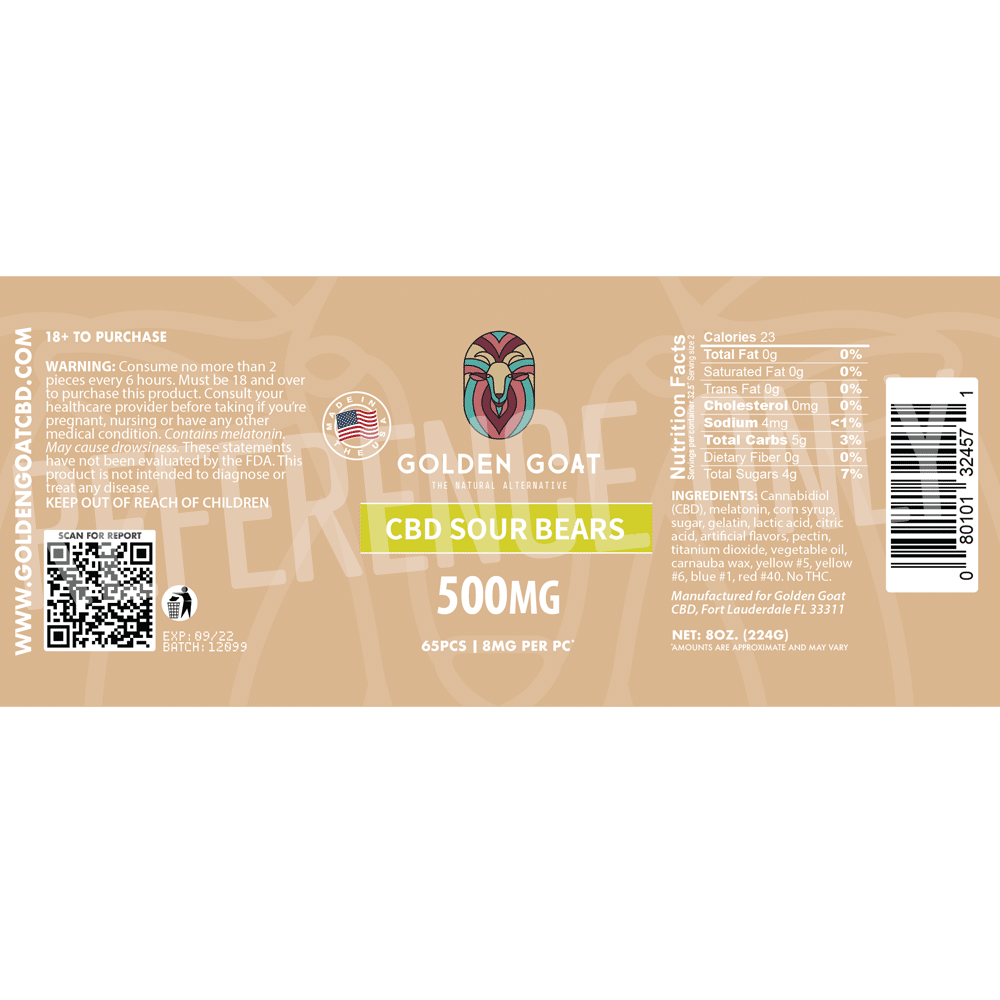 CBD Sour Bears - 500mg - Label