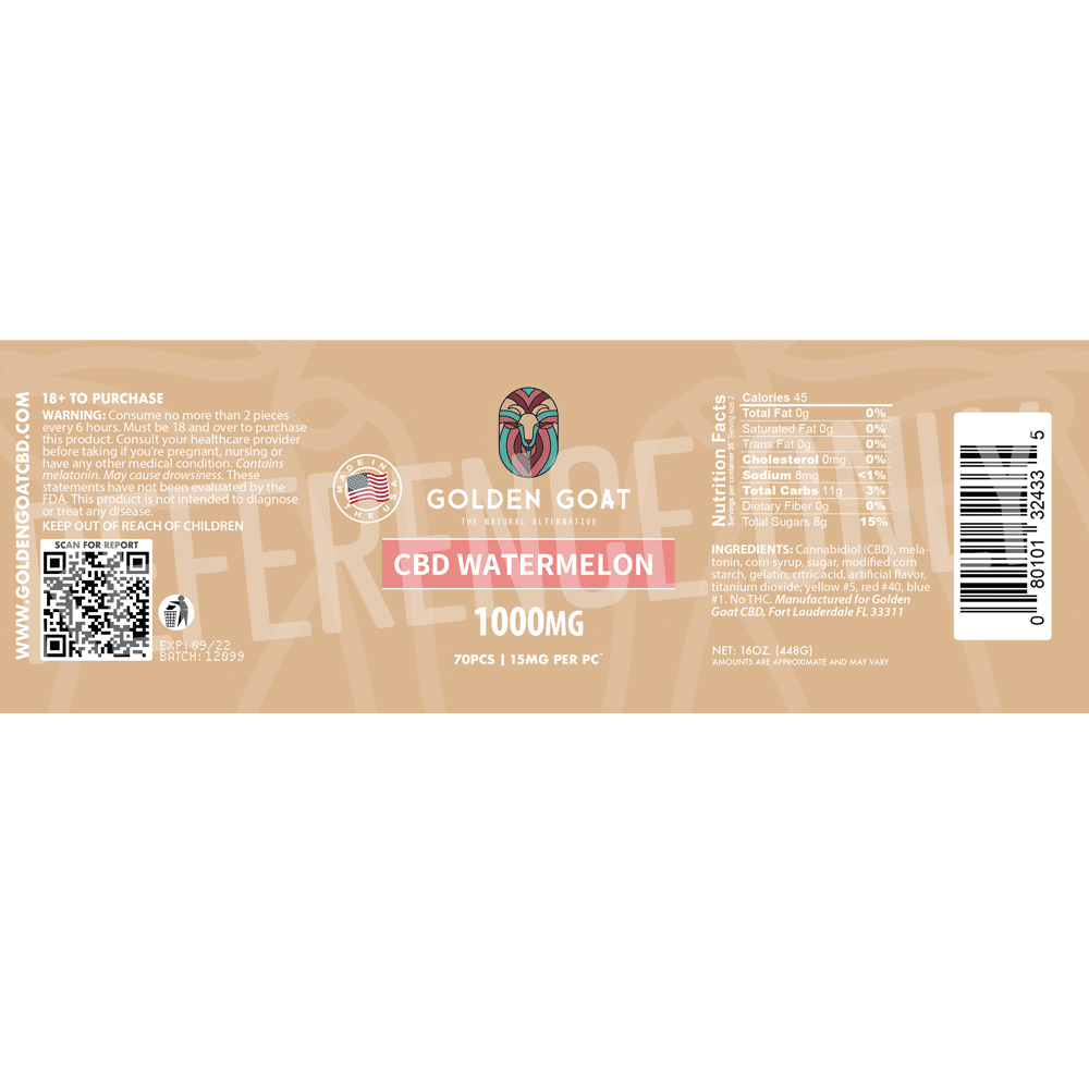 CBD Watermelon - 1000mg - Label
