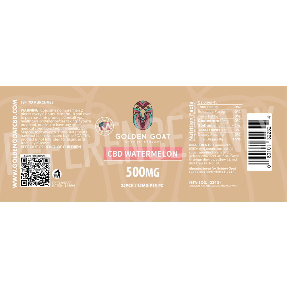 CBD Watermelon - 500mg - Label