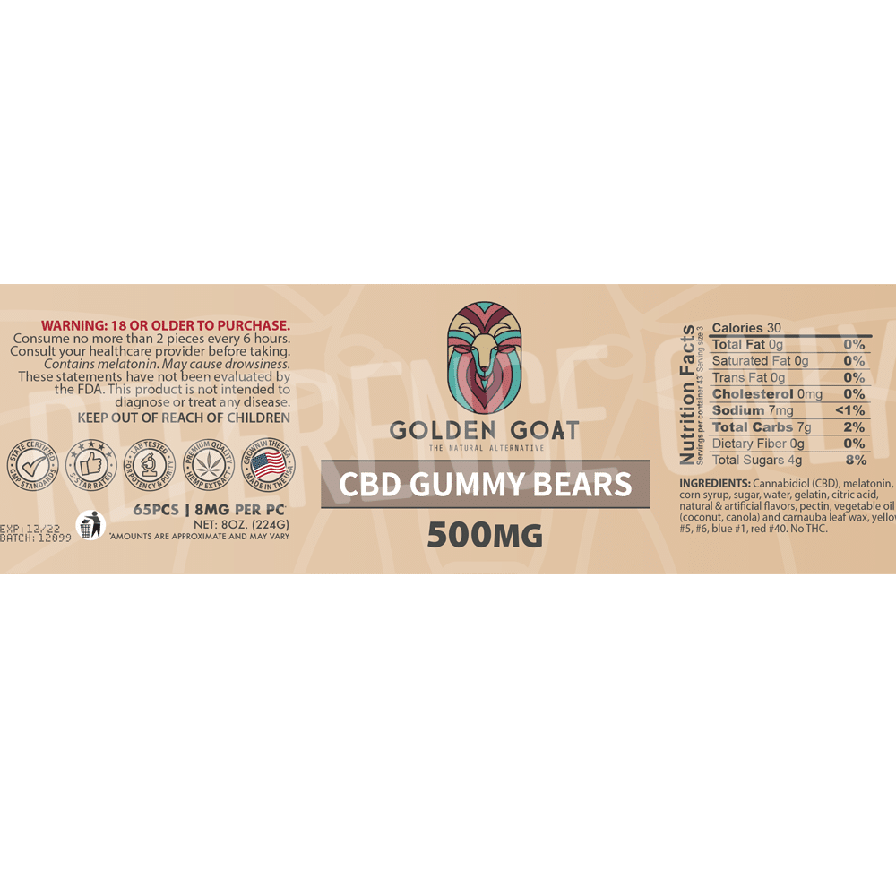 CBD Gummy Bears - 500mg - Label