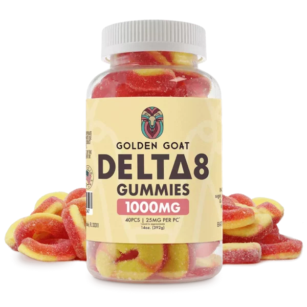 Delta 8 Peach Rings -1000mg Gummies