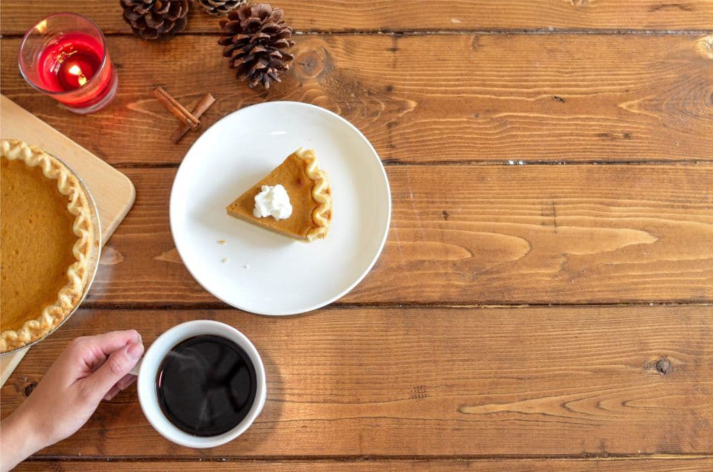 Cup of coffee and a slice of pumpkin pie - Fabulous Fall Foods