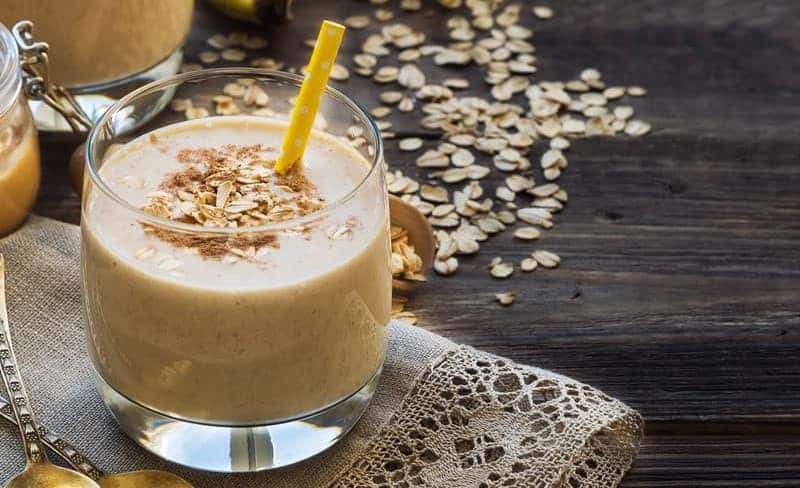 hhc peanut butter bomb smoothie in glass