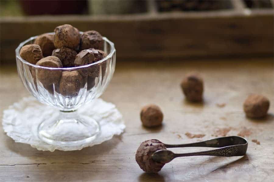 hhc chocolate truffles in a bowl