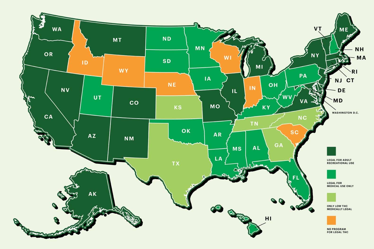 Cannabis US Legal Status by State
